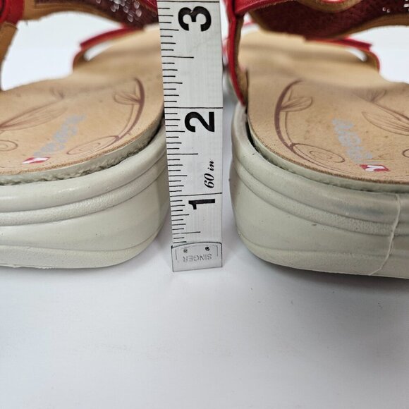 Revere Santa Fe Red Leather Adjustable/T-Strap Comfort Sandal EU 41 W/US 10 W - Picture 7 of 13